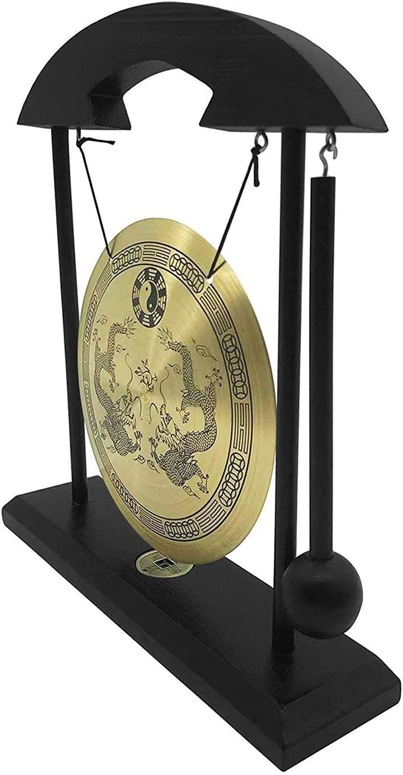 Mini Gong Percussion Instrument, Desktop Gong, Mini Gong, Table Gong Percussion Instruments with Mallet for Home Decor Housewarming, Twelve Chinese Zodiac, Coppter+Wood (Double image number 4