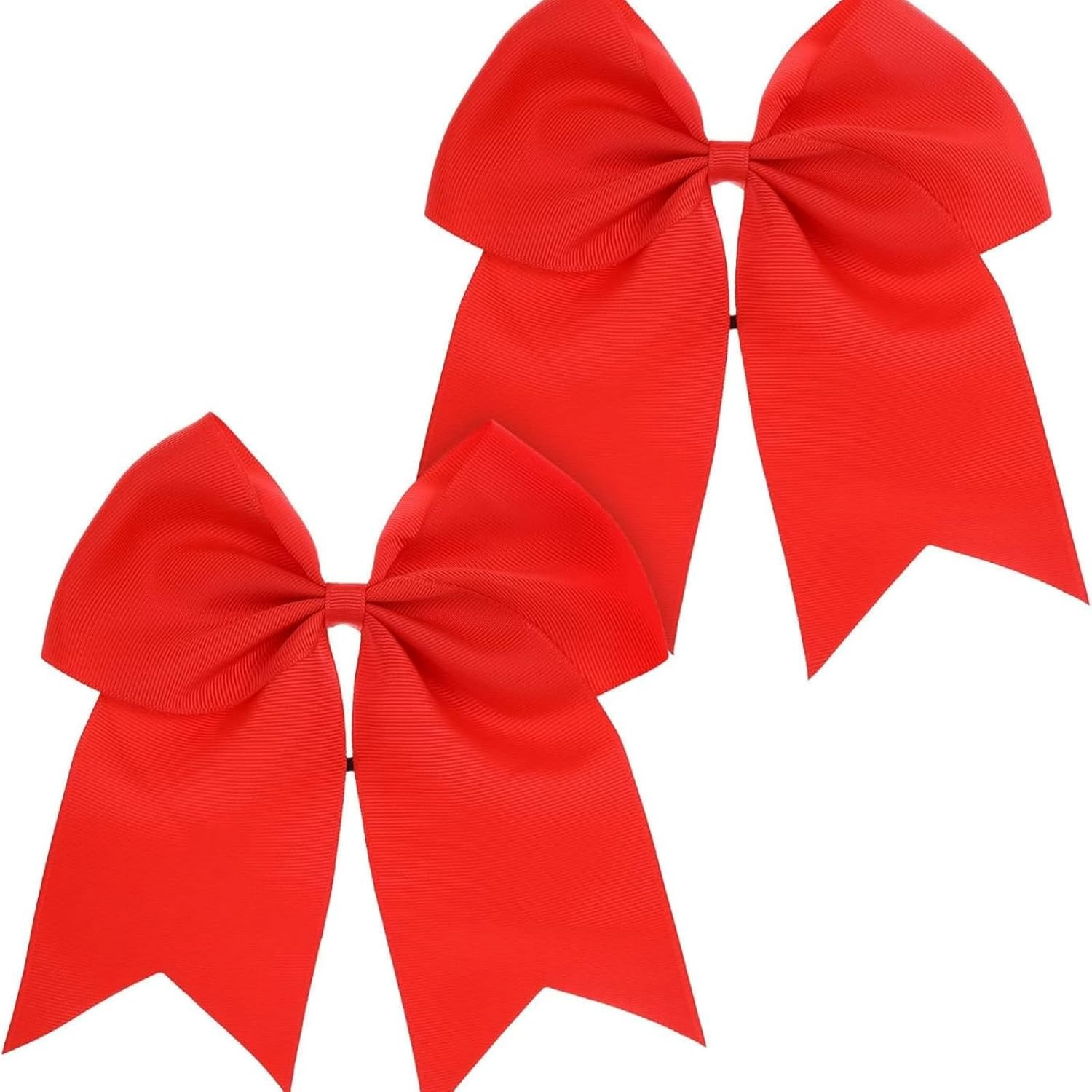 Hair Bow Duo for Women - Large 8 Inch Lacrosse Bows in Red for Cheerleaders with Comfortable Rubber Clip - Perfect for Festivals, Photo Shoots & Everyday Use image number 2