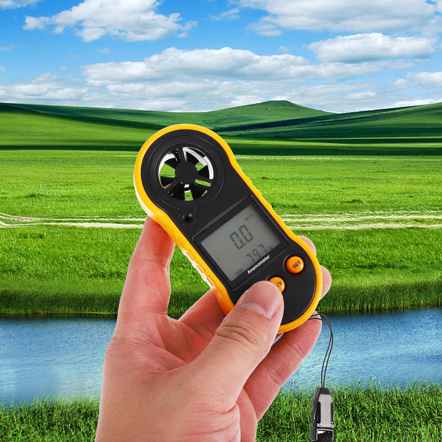 VOSAREA Digital Handheld Anemometer Wind Speed with Backlight Air Velocity Measurement Tool for HVAC Duct Vents Cfm Calculation Temperature Detection - Compact Pocket Design image number 4