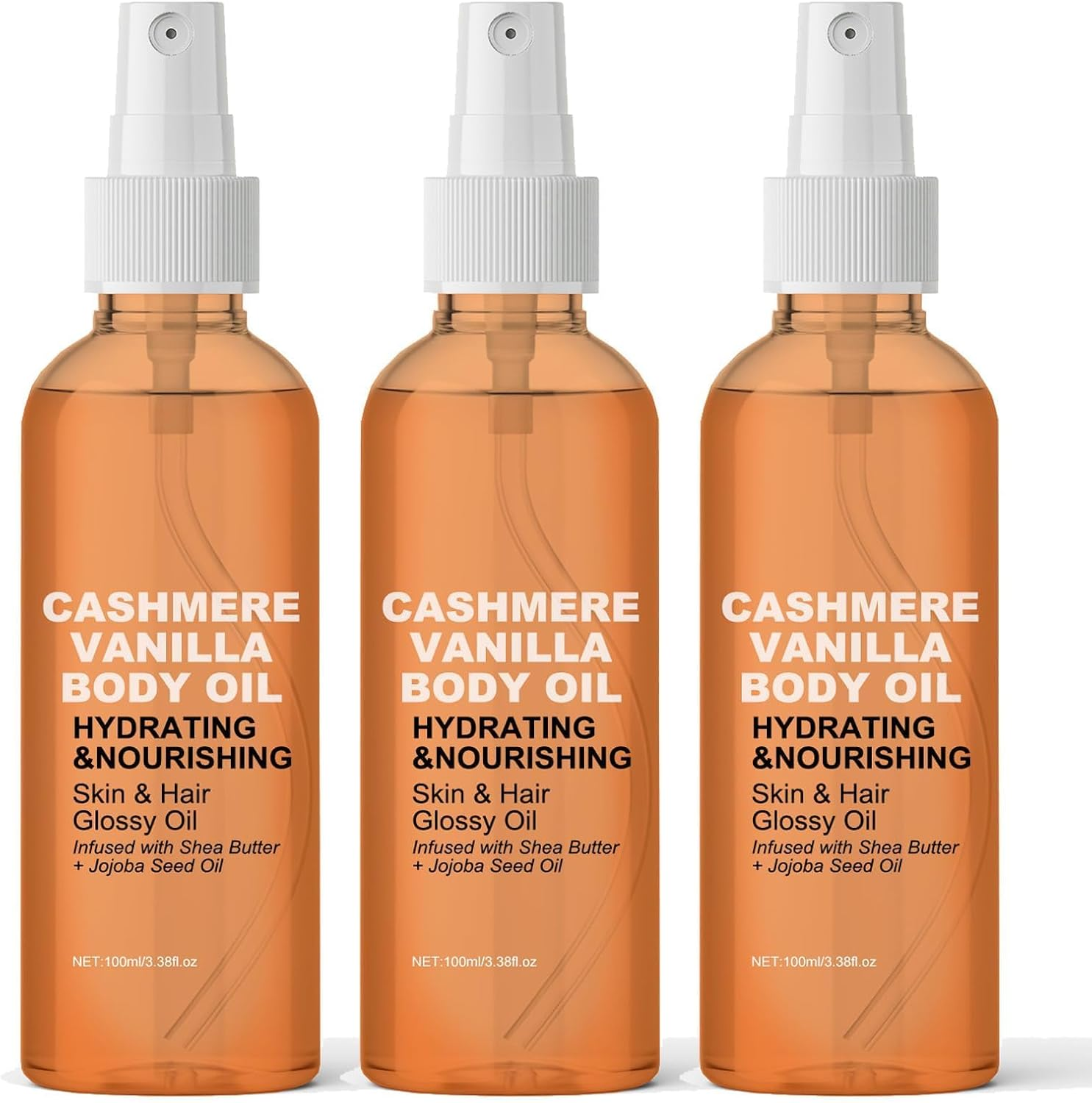 Vanilla Cashmere Body Oil,Cashmere Vanilla Body Oil,Moisturizing & Hydrating Body Oil,Vanilla Cashmere Spray,For Dry Skin and Hair. (3Pcs) image number 4