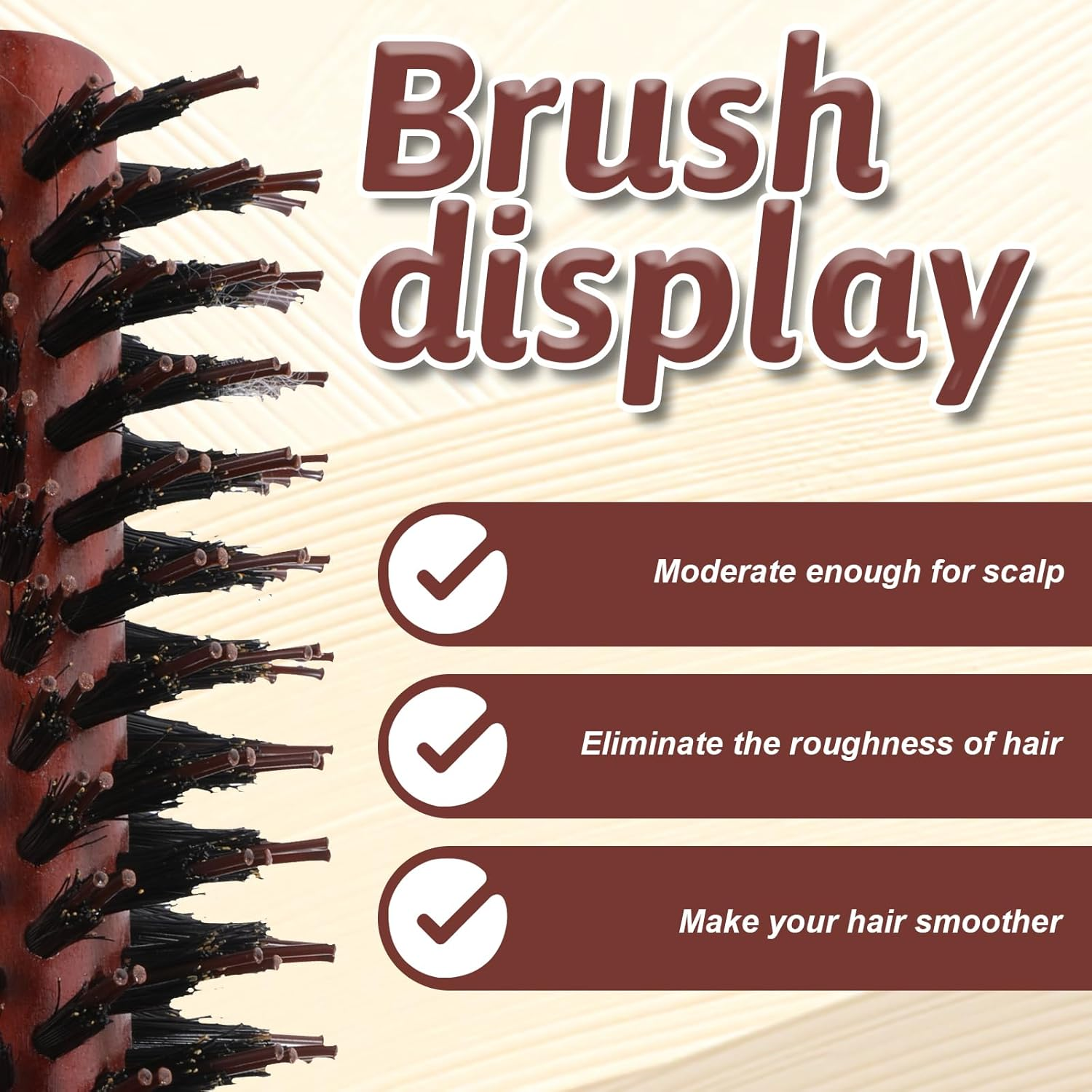 LIQWEI Small Boar Bristle round Brush, Small round Brush, Boar Bristle Hair Brushing, Roll Brushes for Blow Drying, Travel Brushes for Women for Wet or Dry Hairs for Styling Short, Fine Hair