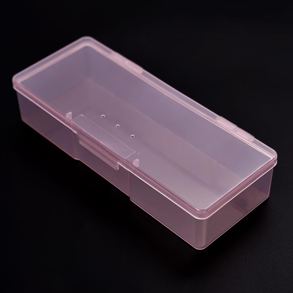 Rolabling Transparent Empty Plastic Nail Storage Box Nail Art Equipment Manicure Tool Storage Case Pink - White image number 7