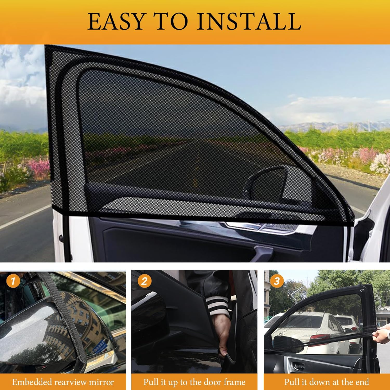 5Pcs Car Windshield Sun Shade, Magnetic Windshield Cover, Sunshade Front Window Automotive Covers, Car Windscreen Cover with Side Mirror Cover, Universal Foldable UV Ray Sun Visor Protector (Sedan) image number 2