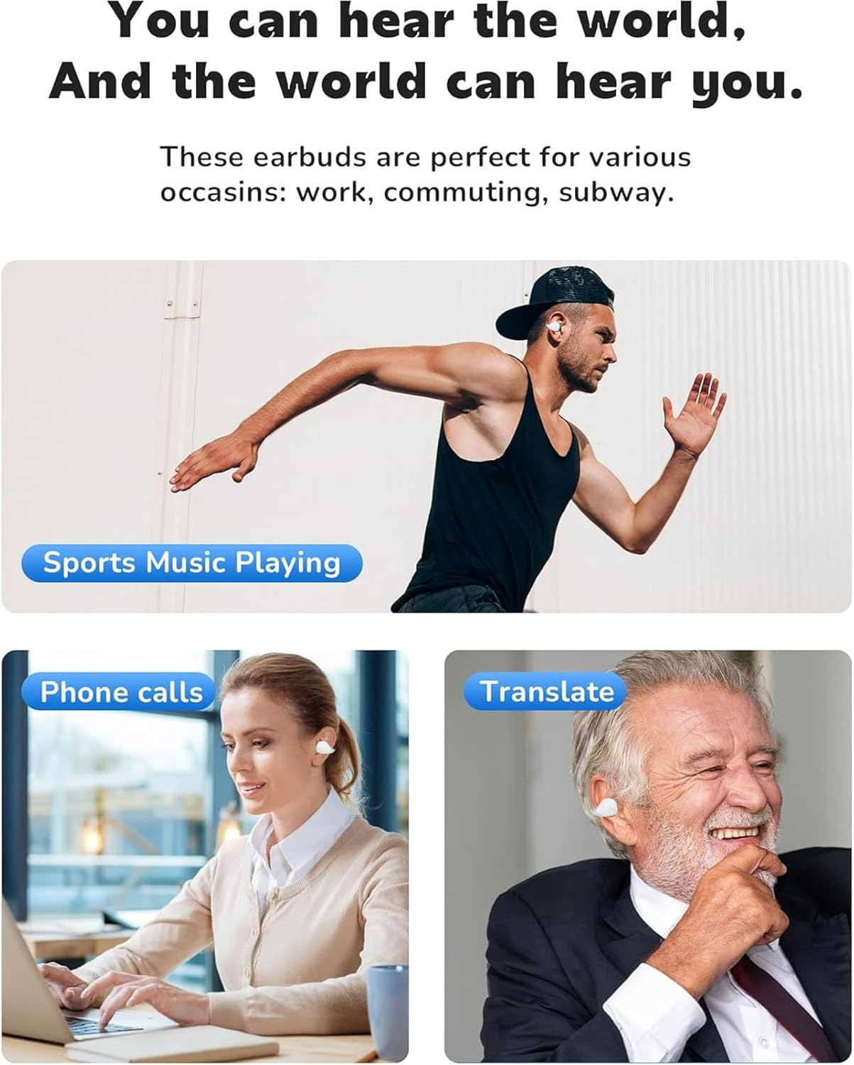 YUEHISY AI Translation Earbuds Real Time, 164 Languages, 7 Translation Modes, Bluetooth 5.4, Hifi Sound, 36H Battery with APP image number 4