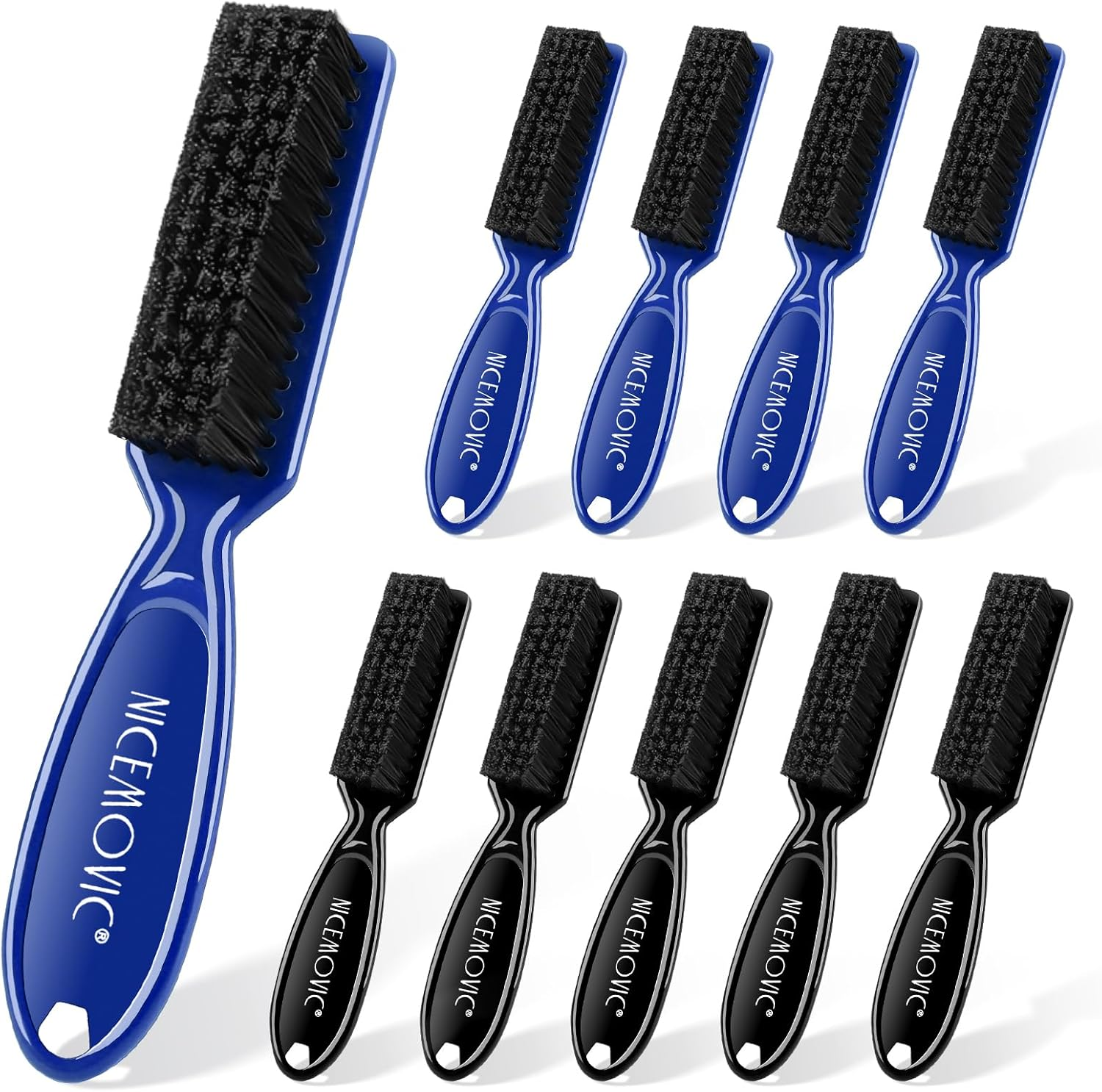 NICEMOVIC 10 Pcs Barber Clipper Cleaning Brush, Barber Accessories Cleaning Supplies, Blade Trimmer Cleaning Mini Brush Bulk Set Duster Manicure Nylon Brush Hair Styling Brush Tool (Black&Blue) image number 5