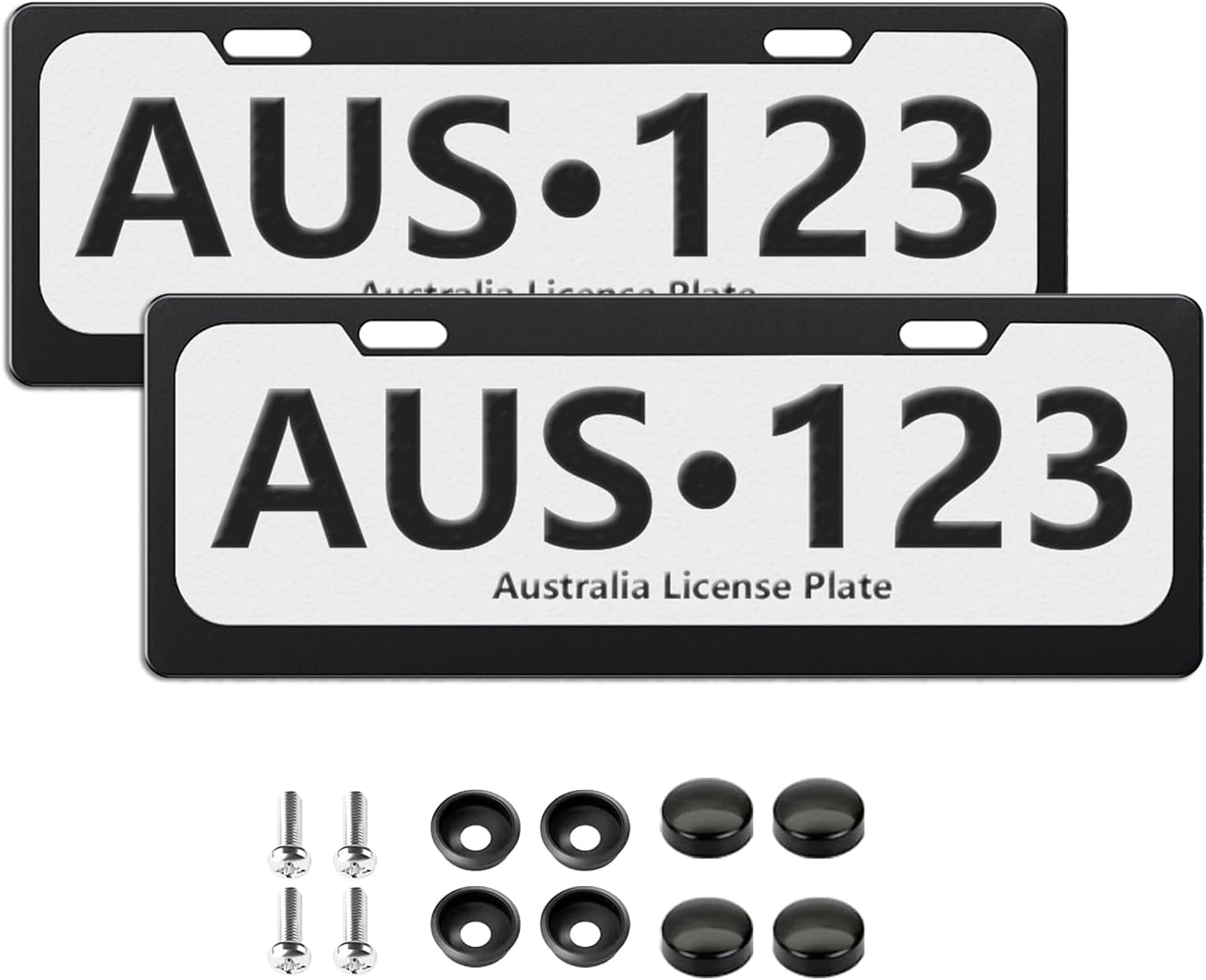 2 Pack Aluminum Alloy License Plate Frames with Screws & Screws Caps,Unbreakable Heavy Duty Car License Plate Cover Holders Protector for Australian Standard 6 Figure Number,Au Vehicles image number 1