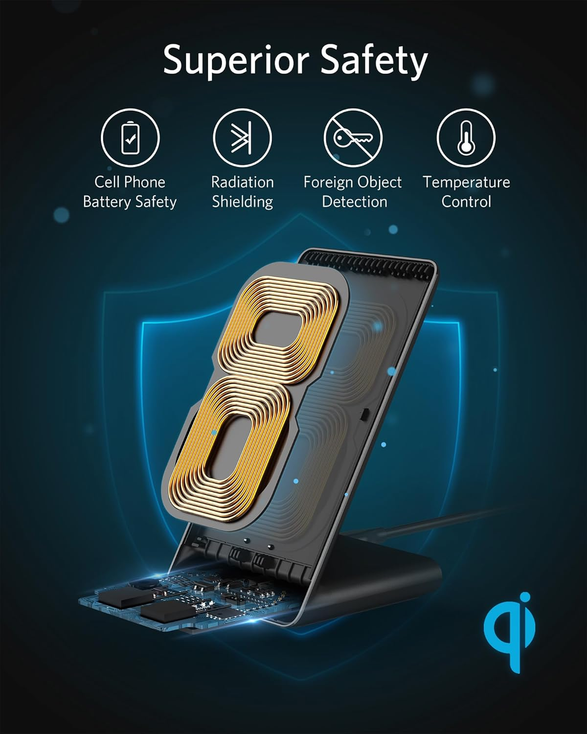 Anker Wireless Charger, Powerwave Stand, Qi-Certified for Iphone 12, 12 Mini, SE, 11, 11 Pro, XR, Xs Max, 10W Fast-Charging Galaxy S20 S10 S9 S8, Note 10 (No AC Adapter) image number 2