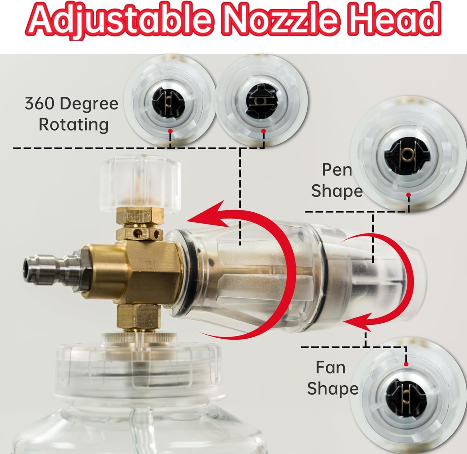 Foam Cannon for Pressure Washer with 1/4 Inch Quick Connect Adjustable Nozzle Multifunctional Clean Accessories for Home Car Motorcycle Bike Transparent Sprayer Cannister 1L Bottle