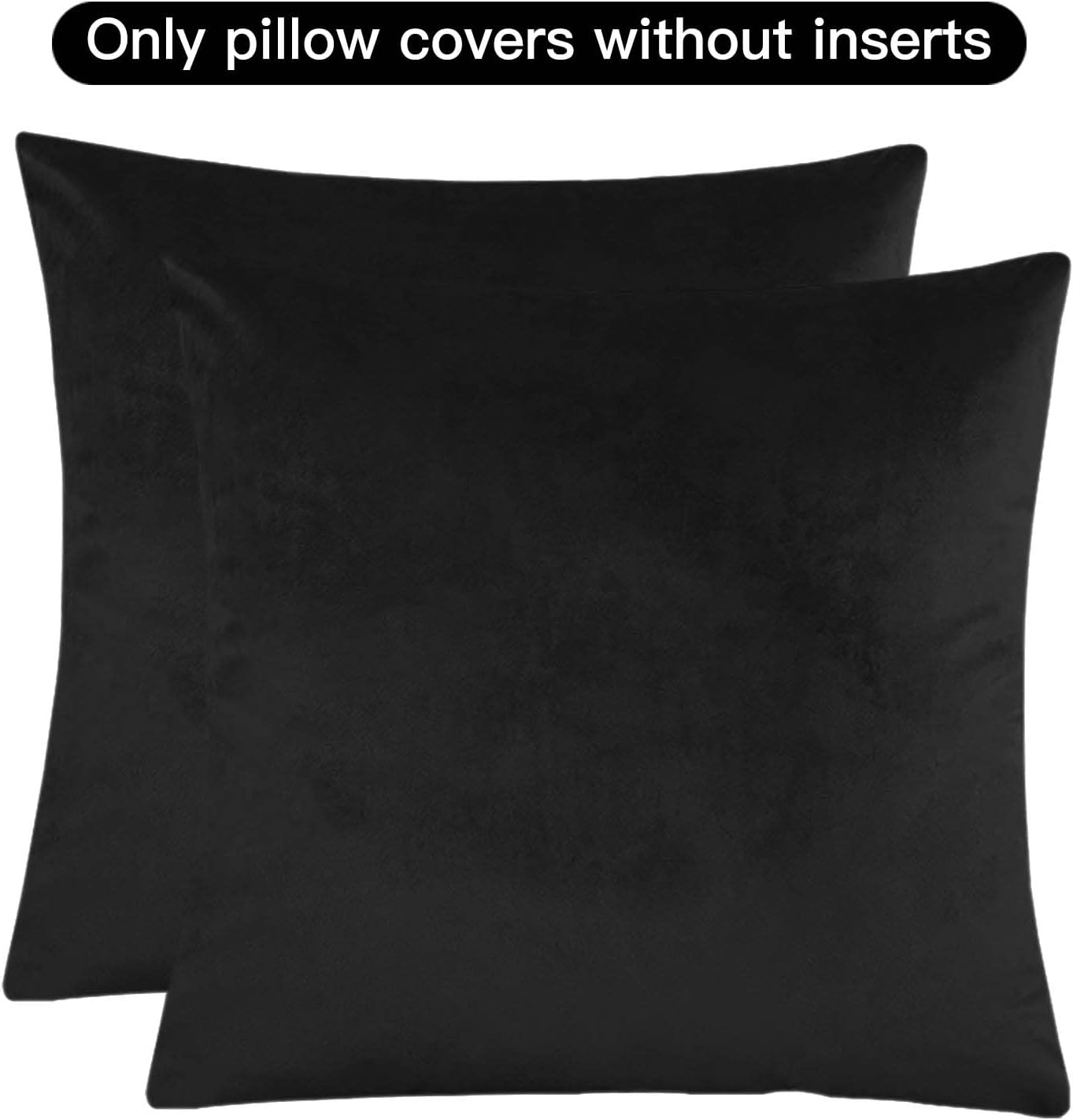 Cyuripu Pack of 2 Velvet Black Throw Pillow Covers 24 X 24 Inch Decorative Soft Cozy Square Cushion Covers for Sofa Couch Bed Home Decor 60 X 60 Cm image number 3
