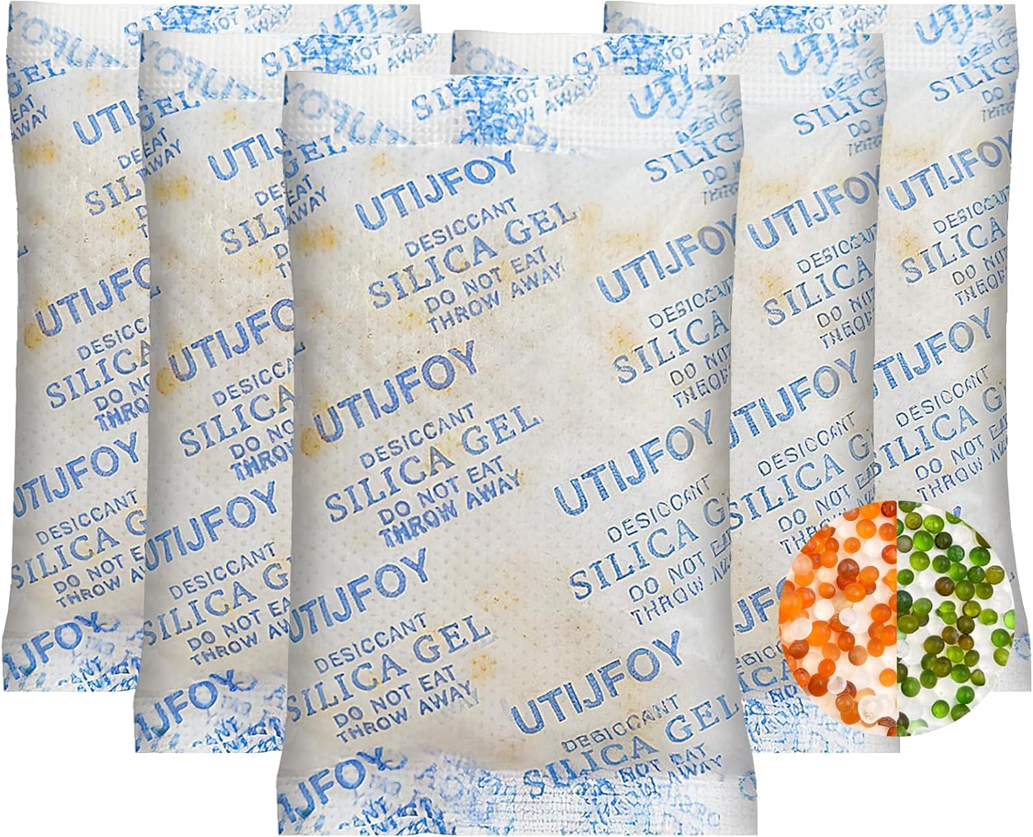 Silica Gel Packets 50 Gram [20 Packs], Moisture Absorber Sachets with Color Indicator, Reusable Desiccant for Food Storage, Electronics & Closet（2 Packs in Individual Bag） image number 5