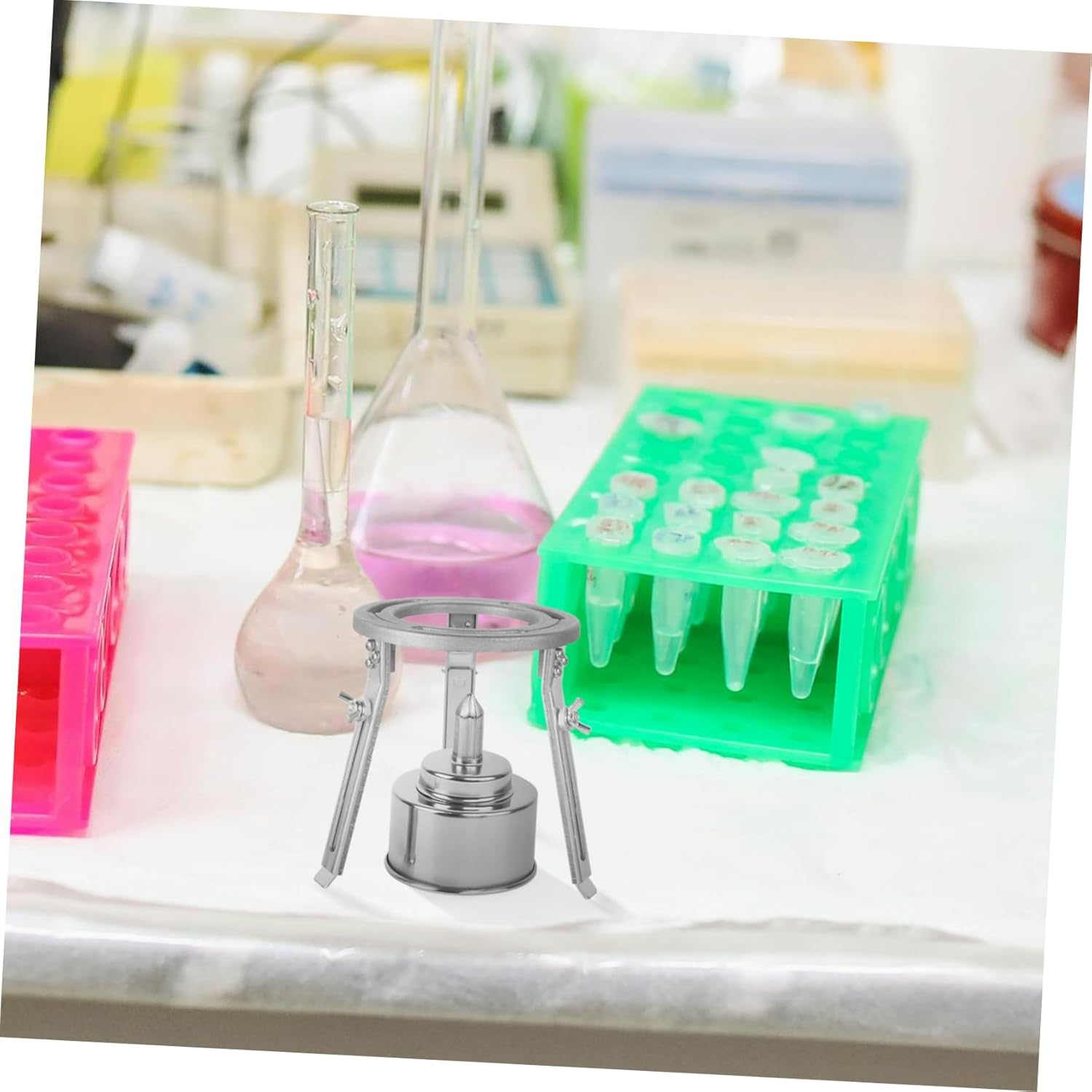 Mobestech Experimental Stand Laboratory Tripod Holder Adjustable Chemistry Heating Support Lifthelpful Stand for Lab Use Aluminum Alloy Material image number 3