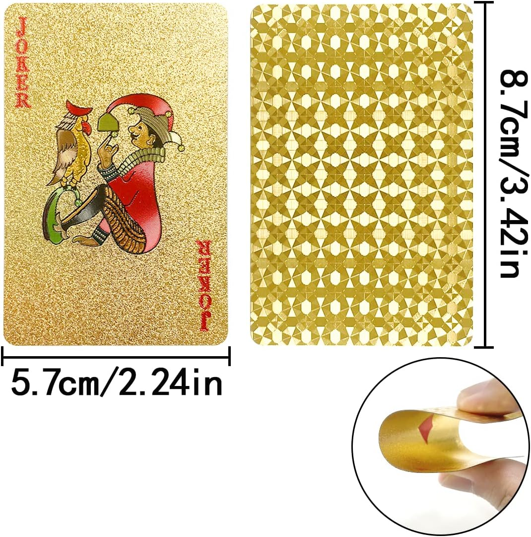 BEZANU Playing Cards, Standard Waterproof Poker Cards for Party, Magic, Table Cards Game (Gold) image number 4