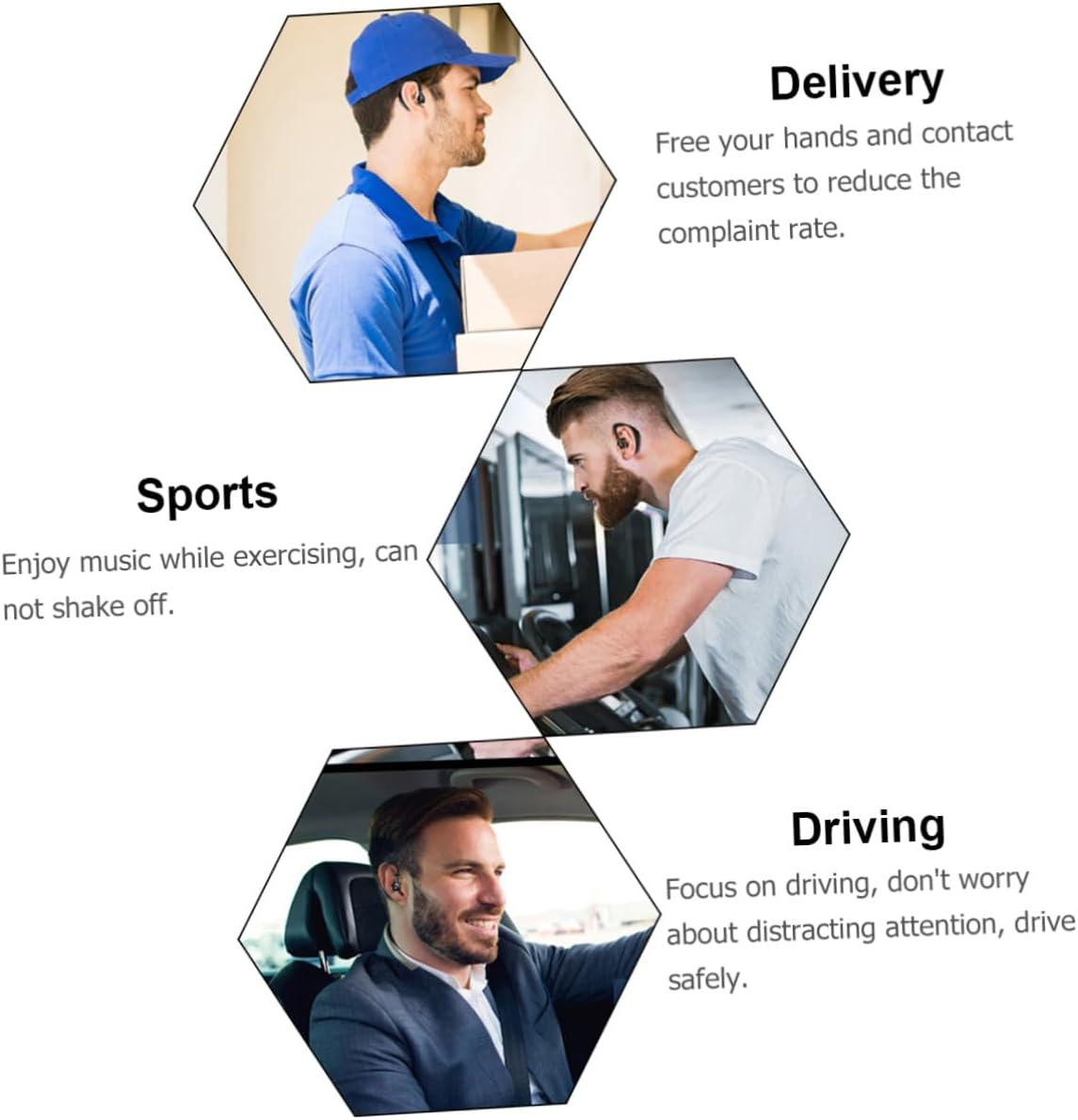 Angoily Long Battery Life Wireless Earphone Single-Side Earpiece Lightweight Headset for Driving Running and Workout Compatible with Devices Black image number 5