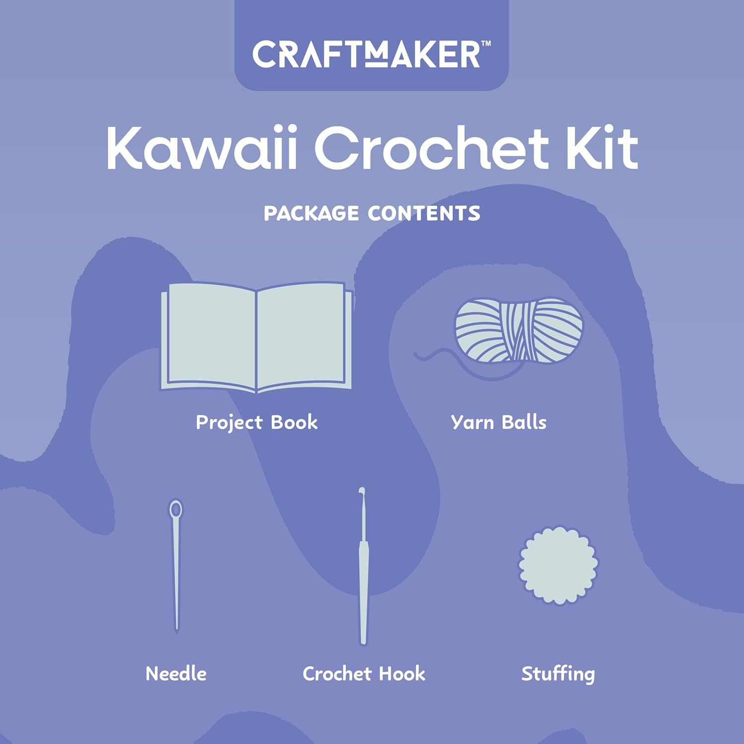 Craft Maker Kawaii Crochet Kit &ndash; DIY Crochet Projects for Beginners &ndash; Create Cute & Colorful Kawaii Characters &ndash; Includes Yarn, Hooks & Instructions image number 4