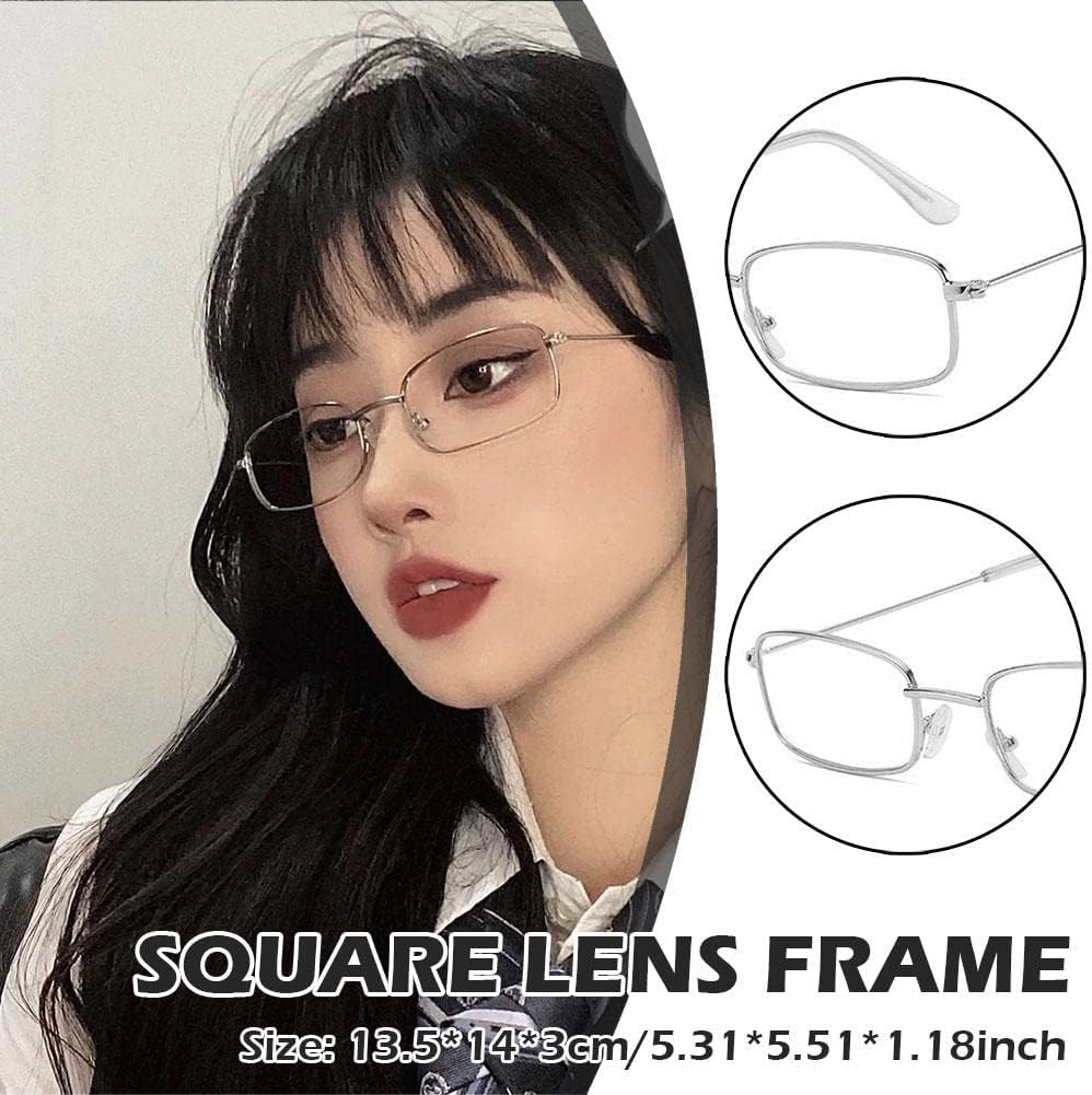 Small Square Clear Lens Glasses for Women Men Rectangle Metal Frame Eyeglasses Cosplay Party Costume Eyewear image number 4