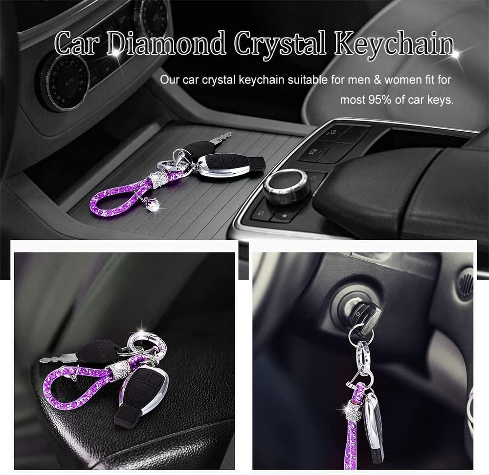 Crystal Car Key Chain for Women, Keychain Accessories with Bling Rhinestones, Keychain Accessories Car Key Decorations - Red image number 3
