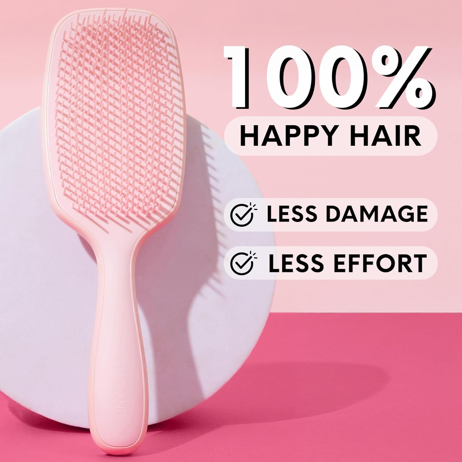 Lily England Detangling & Styling Brush - Pain-Free Brush for Curly Wet & Dry Hair with Flexible Bristles - Easy to Hold Rose Gold Brush for Women'S 3C to 4C Curls - Purple Glitter image number 3