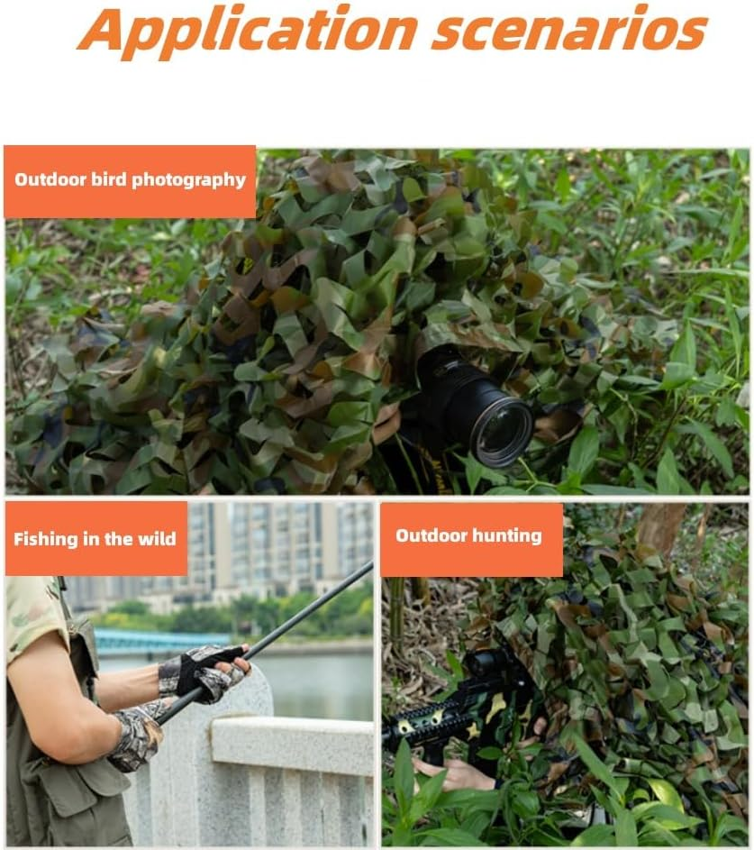 FUNNTY Camo Netting Camouflage Netting 1.5X4M,Bulk Roll Mesh Netting Camouflage Net for Hunting Decoration Sunshade,Farm Factory Shelter Car Concealment image number 3