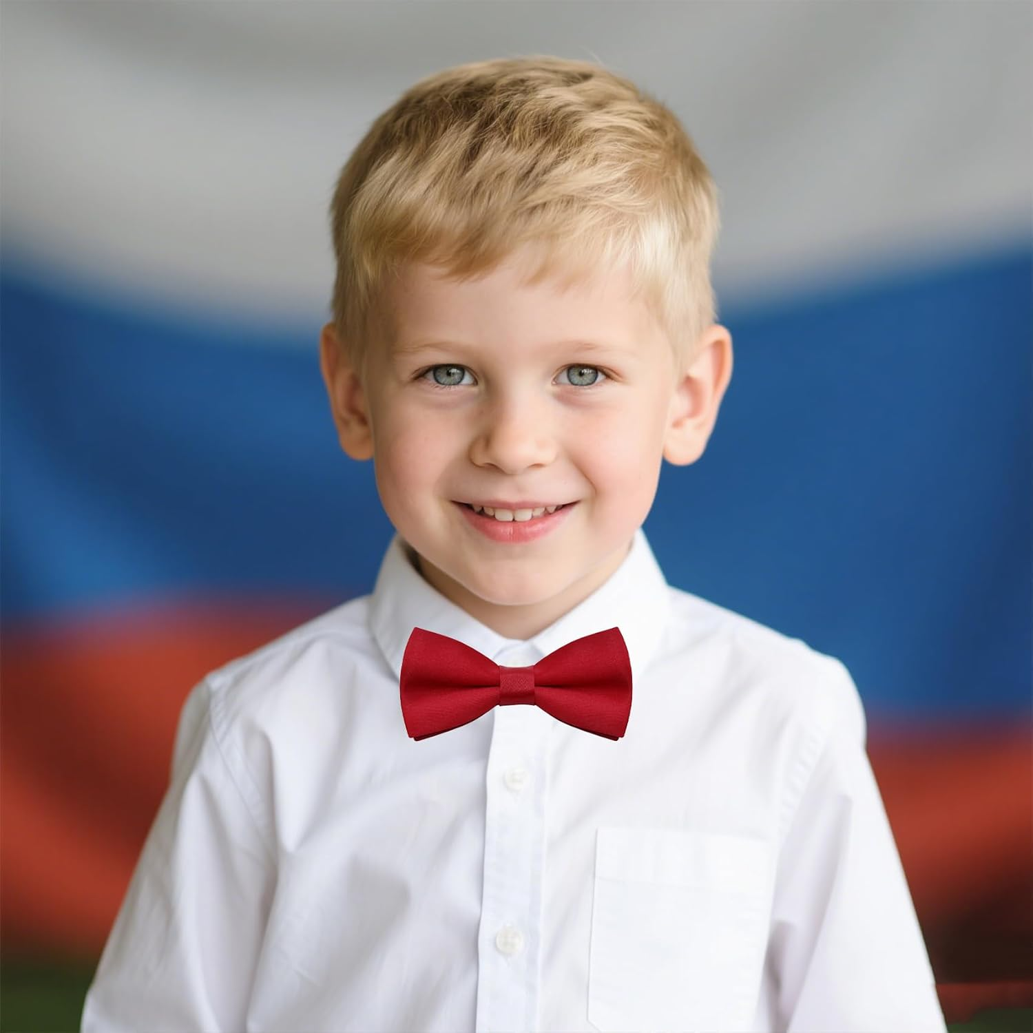 OJIOUI Kids Bow Tie Classic Solid Color Black Bow Tie for Boys Adjustable Pre-Tied Neck Bowtie for Kids Wedding Party Christmas image number 5