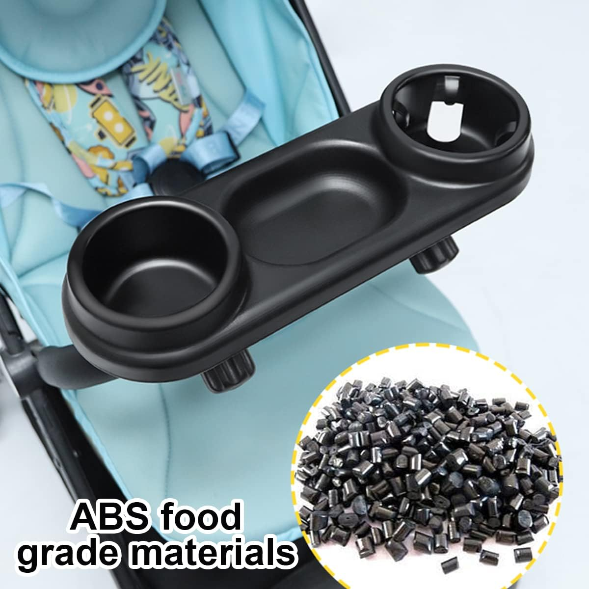 Universal Stroller Snack Tray with Cup Holder, Upgraded Removable Non-Slip Grip Clip for Bar, Large Capacity image number 5