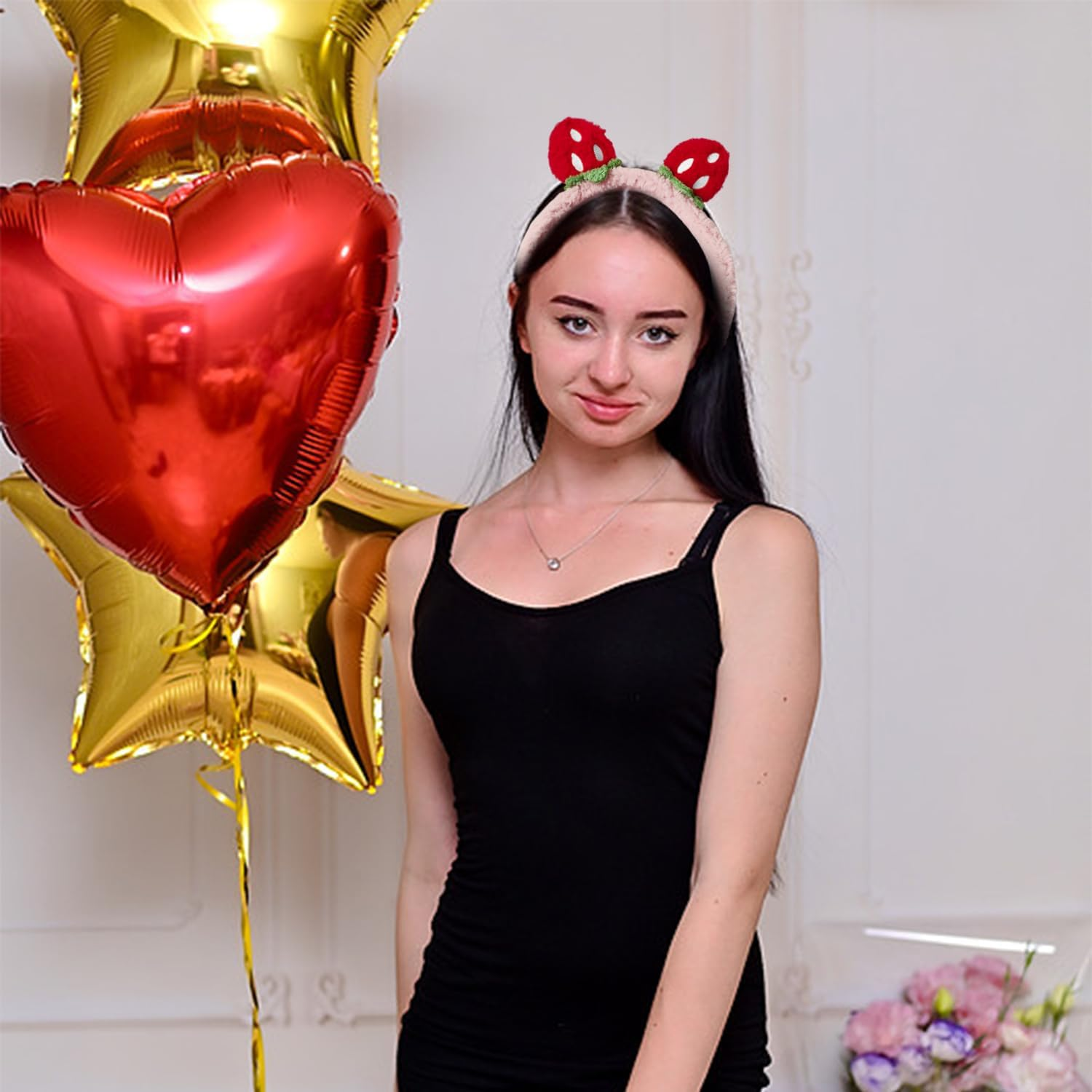 2 Pieces Strawberry Plush Headband, Creative Cute, Funny Face Headpiece, Personalised Hair Accessories of the Girl, Decoration of Clothing Hairstyle. image number 4