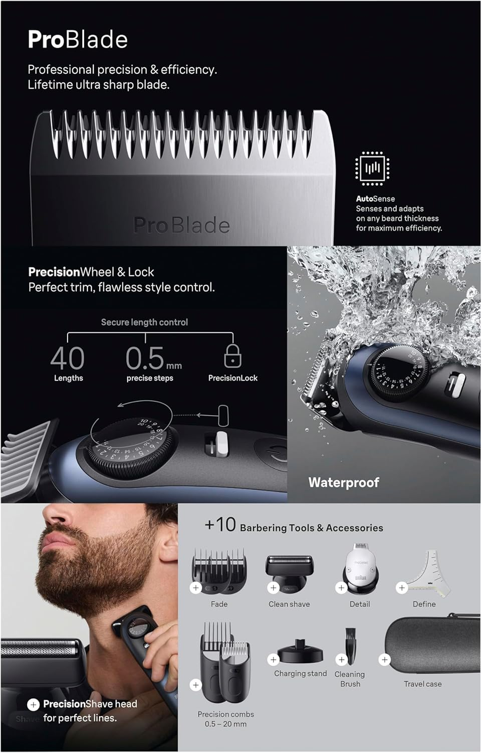 Braun BT754 Series 7 Beard Trimmer with 10 Styling Tools image number 6