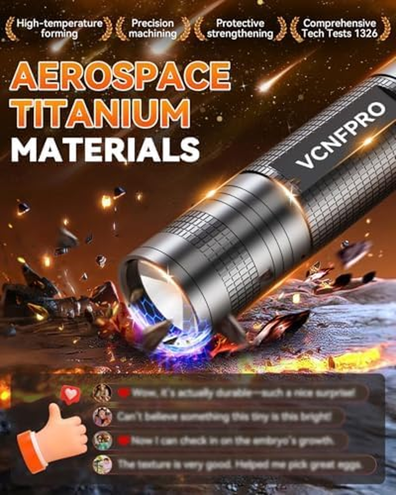 3.0 Upgraded Egg Candler Light【Semiconductor Led Chip】【Sgs-Certified Titanium Materials】 3-In-1 Egg Candler for Chicken Eggs Typy Strong Waterproof Durable Ultra Battery Life No Harm to Eggs (Black)