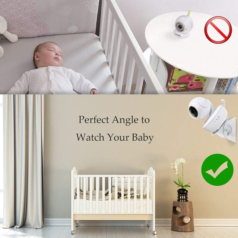 2 Pack-Adjustable Angle Wall Mount for Baby Monitor for Motorola, VAVA, Arlo, Hellobaby, Babysense Monitor, Easy Installation - Wall Mount Only image number 2