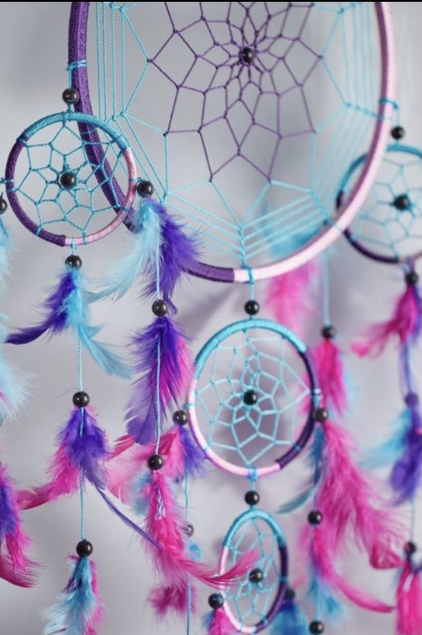 Dream Catcher Wall Hanging Large Multi Colour Handcrafted Dreamcatcher Traditional Style Decoration Coloured Feathers 27Cm X 80Cm image number 6