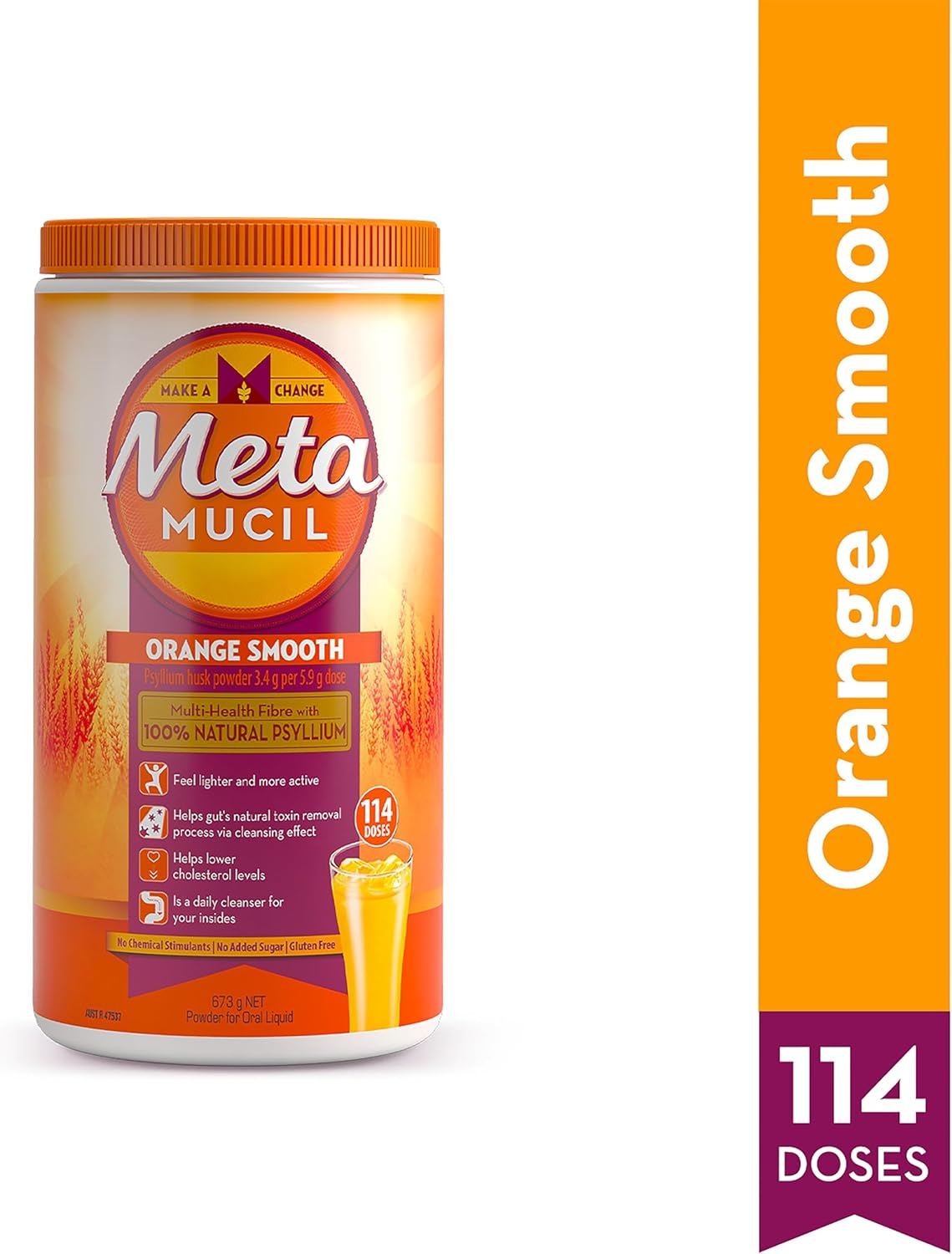 Metamucil Daily Fibre Supplement Smooth Orange, 114 Doses, 673G