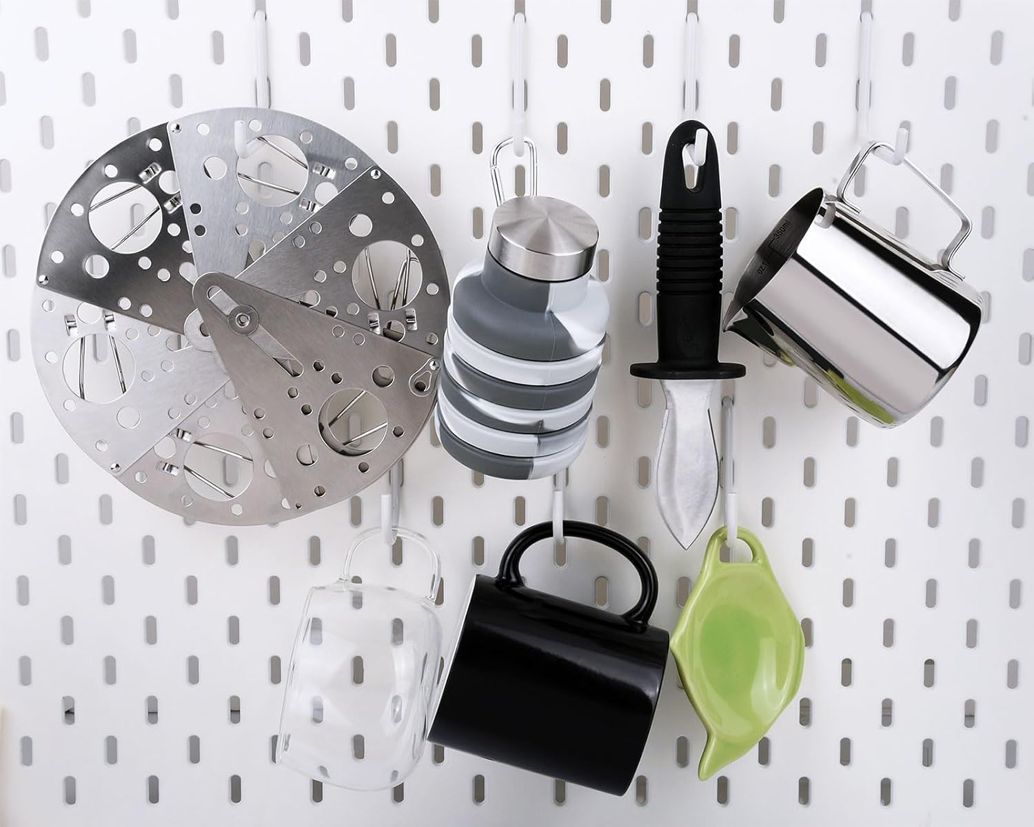 Coiyie Pegboard Hooks Compatible with IKEA Skadis - 12 Pack Accessories (6 L Style and 6 J Style), White