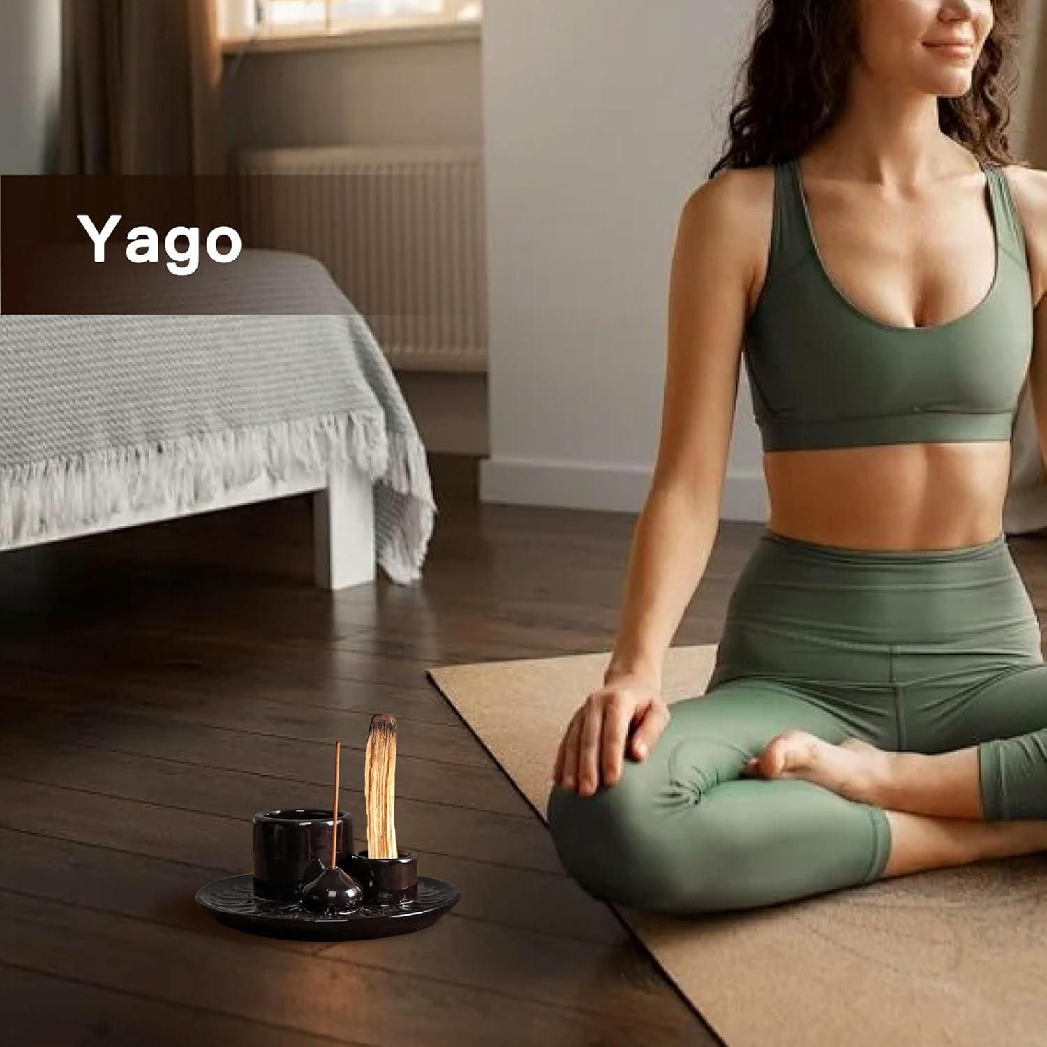 IMEEA Palo Santo Holder Sage Holder 4 in 1 Incense Holder Incense Burner for Burning Sage Incense Stick Palo Santo 5.1" Ceramic Ash Catcher Tray for Meditation Room - White image number 5