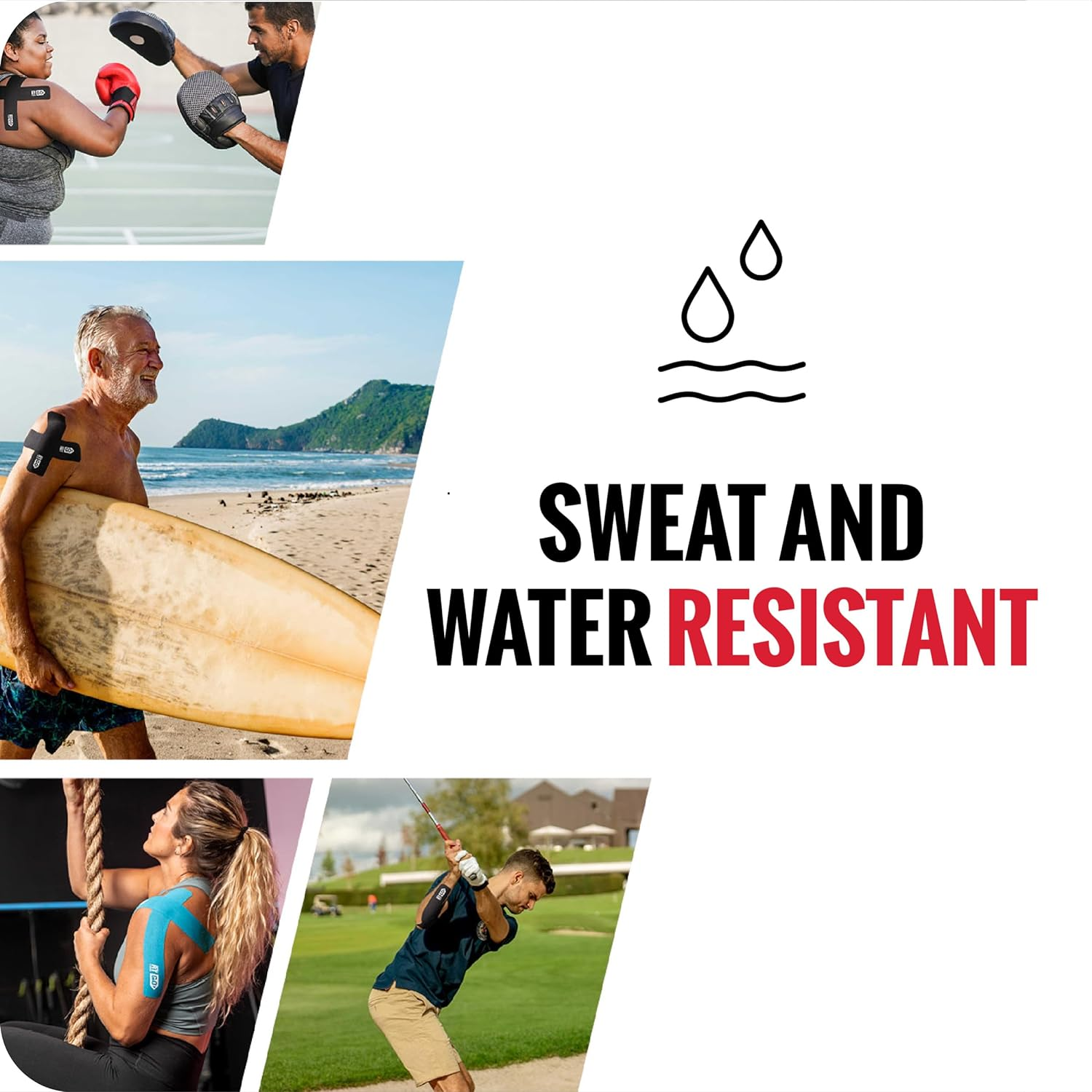 Rocktape Go Standard Adhesive Pre-Cut Kinesiology Tape, Black image number 6