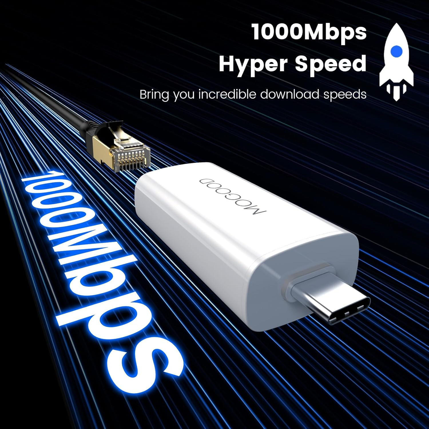 MOGOOD USB C to Ethernet Adapter, Gigabit Ethernet to USB Type C, Type C (Thunderbolt 4/3) to Rj45 Network Internet LAN Adapter for Iphone 15 Pro/Max, Macbook Pro/Air, Ipad Pro and More. image number 3