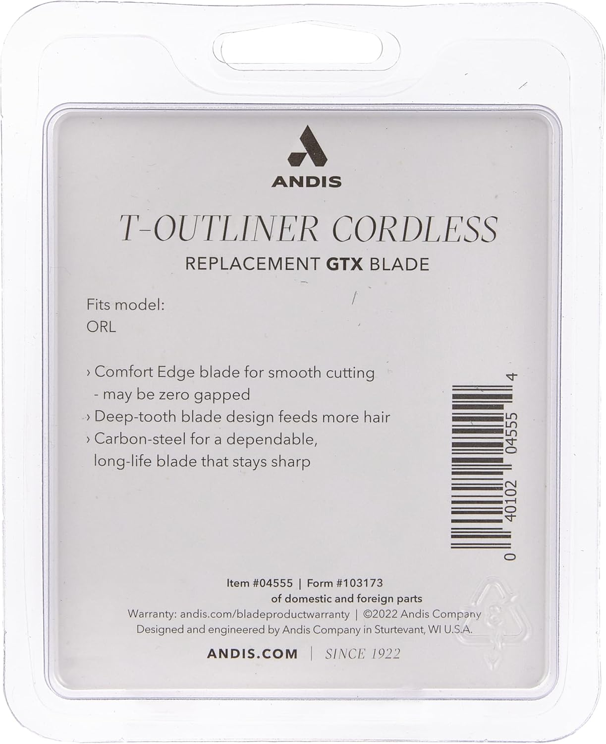 Andis Cordless T-Outliner Carbon Steel Li Replacement GTX Blade