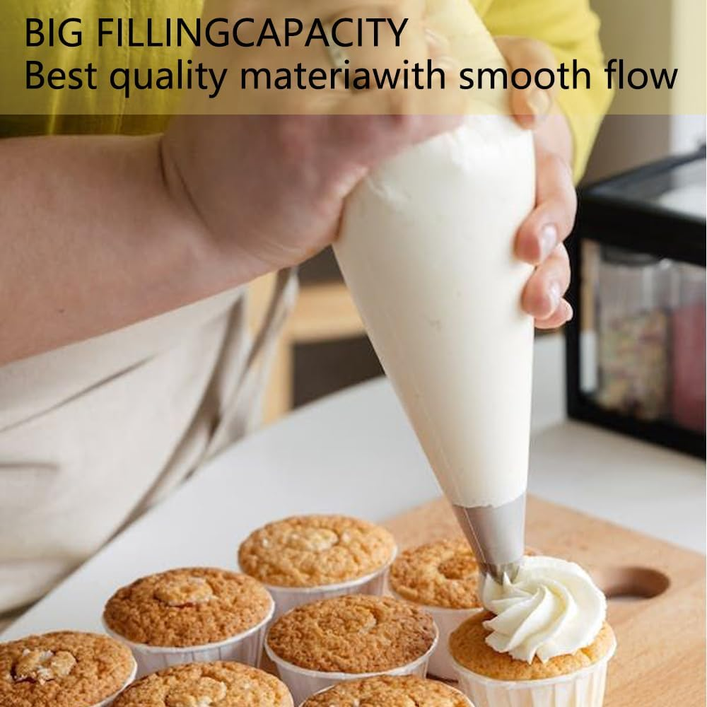 Piping Bags Disposable 14 Inch 100PCS anti Burst Thicken Pastry Bags with 6 Icing Bag Ties for Cookie Cake Frosting Decorating Baking Supplies image number 1