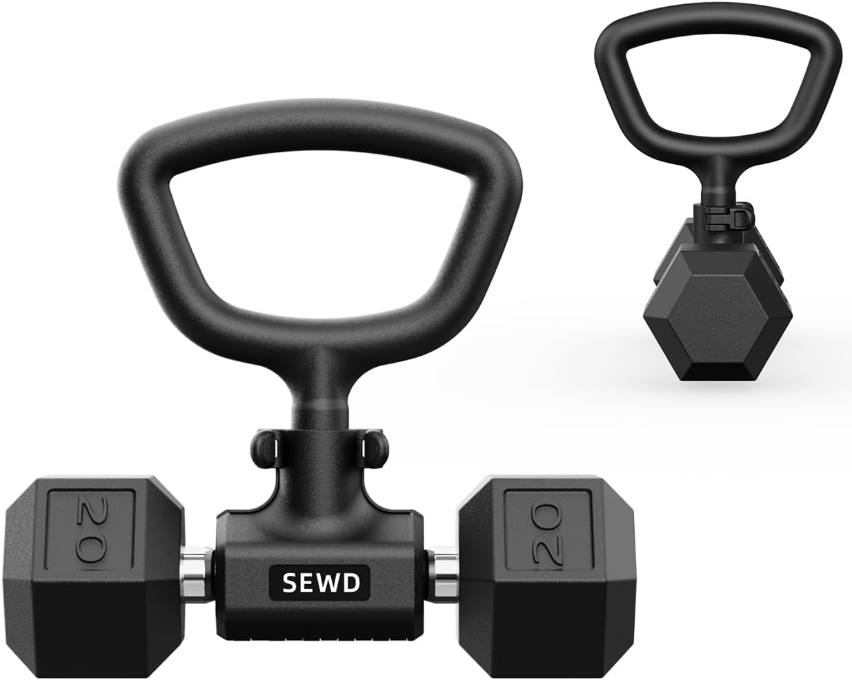 Dumbbell Kettlebell Converter by SEWD &ndash; Convert Dumbbells into Kettlebell for Home Gym Fitness &ndash; Adjustable Weights & up to 220LB Capacity Kettlebell Handle for Weight Lifting, 90-Degree Rotating image number 5