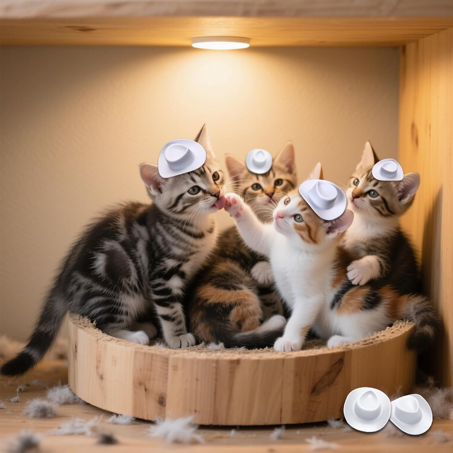 30 Pcs Plastic Mini Western Cowboy Hats Bulk White Mini Cowgirl Cowboy Hats Small Cowboy Hats Cute Miniature Hat for Crafts Bottle Cake Party Decoration