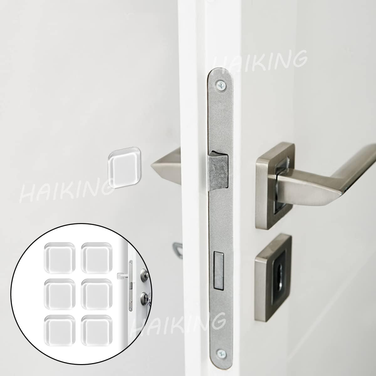 Square Self Adhesive Door Bumper, 6 Pcs 4 * 4Cm Silicone Door Wall Protector for Door Knob,Cabinet, Headboard (Transparent) image number 4