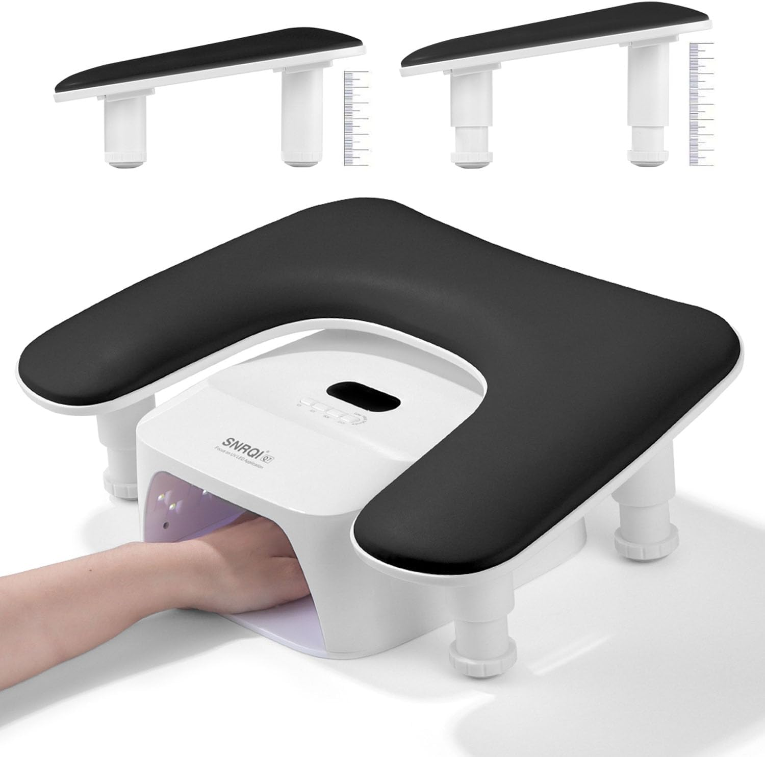 New Upgrade Height Adjustable Nail Arm Rest for Nails Tech - Ergonomic Slope Angle Hand Rest for Nails Tech Height Adjustable U-Shaped Manicure Nail Arm Rest Stand White Big Armrest Microfiber PU Leather Hand Rest Pillow for Acrylic Nail Art Cushion (White)