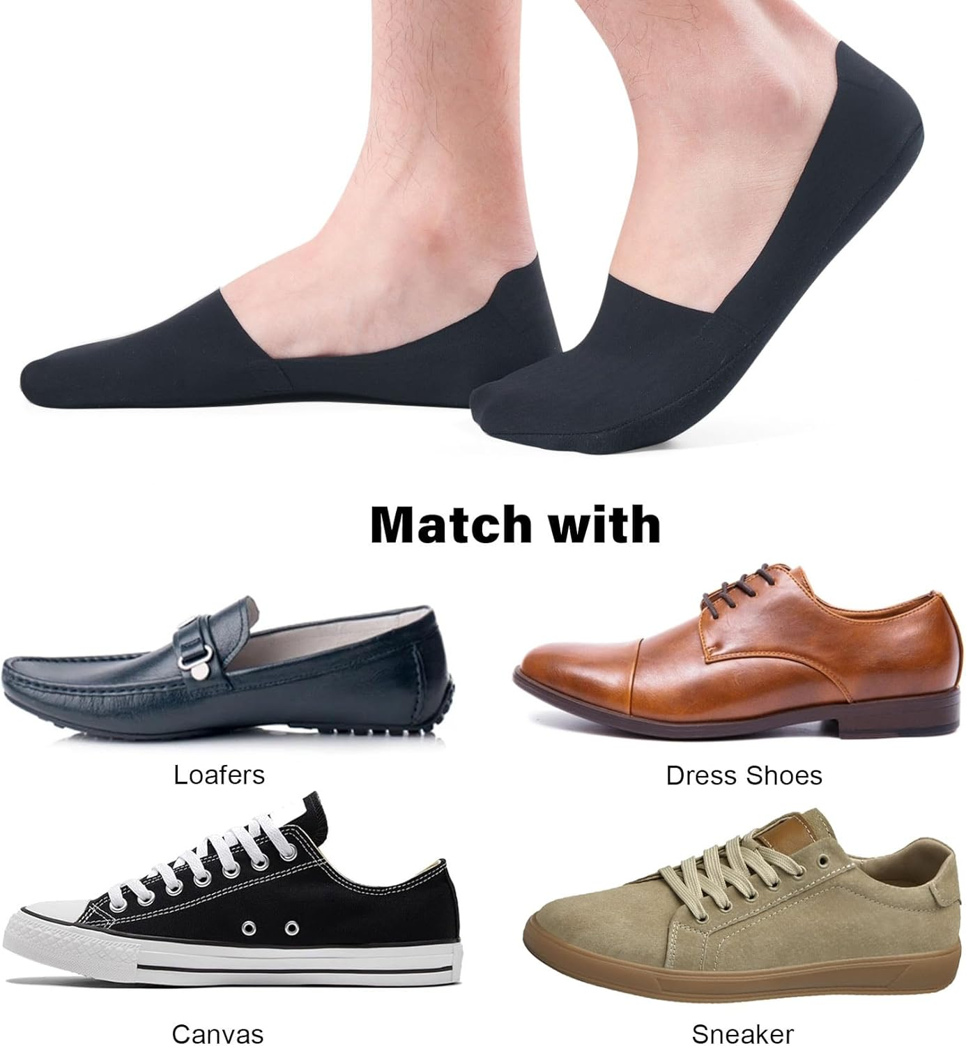 Mens Invisible Trainer Socks, No Show Socks Women Non Slip Nylon Hidden Shoe Socks Lightweight for Summer, 6 Pairs image number 4