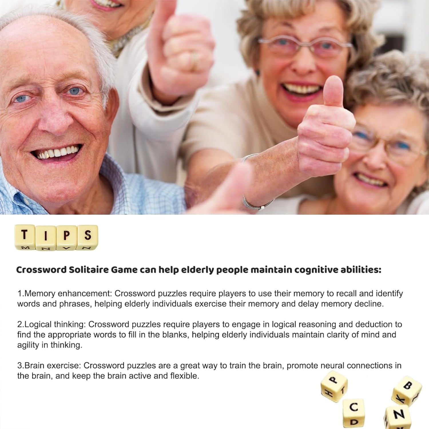 2Pcs Solitaire Dice Word Game for Travel - Classic Letter Game for Word and Puzzle Lovers image number 6