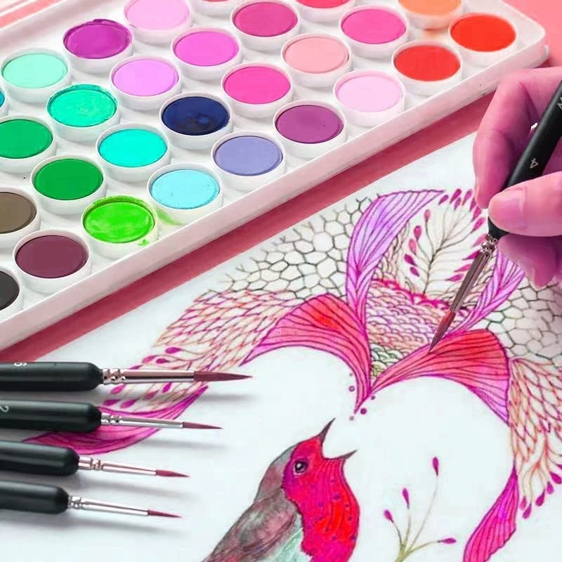 LORJE Miniature Paint Brushes, 11 Pcs Detail Brush Set for Acrylic, Oil, Watercolor, Art, Face Painting, Detailing, Model Craft (Black) image number 1