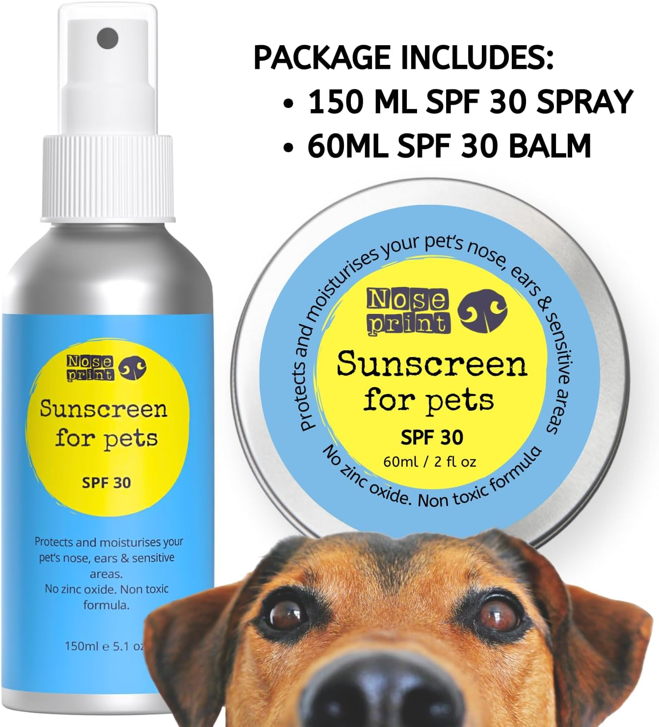 SPF 30 Pet Sunscreen Lotion Bottle Sun Protection for Pets 150 ML + 60ML Dog Paw Balm Sun Cream Balm Moisturising Sunscreen for Dogs and Cat Non-Toxic Formula Dog Nose | Dog Sun Protection image number 2
