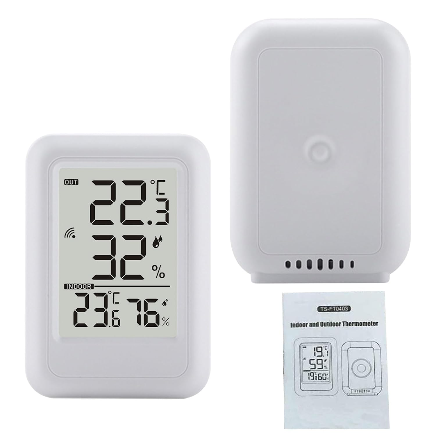 Generic Indoor Outdoor Thermometer, 2.56 Inch Large Screen Digital Temperature Humidity Monitor Digital Hygrometer with Dual Sensor Design for Home Office Greenhouse Garden image number 5