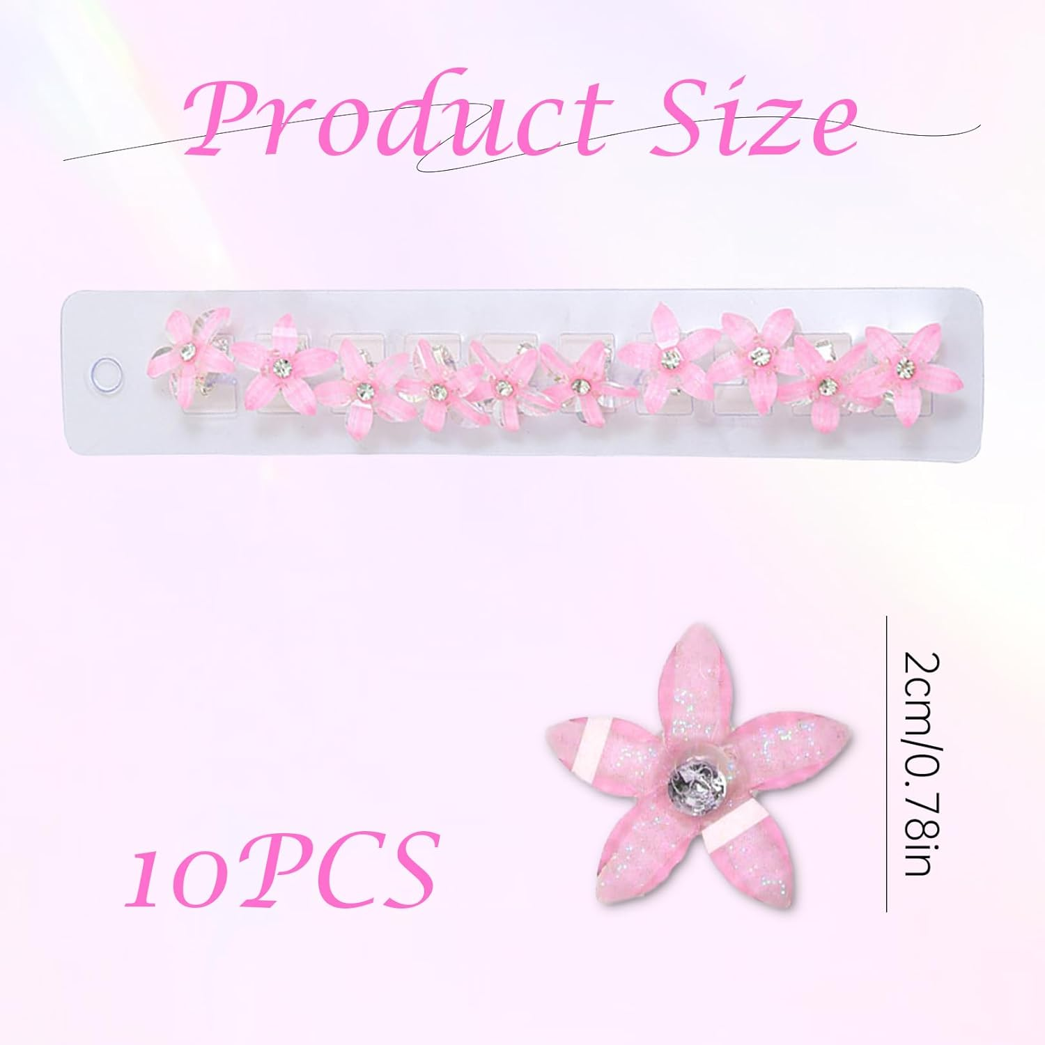 Pack of 10 Flower Hair Clips, Small Hair Clips, Girls' Hair Accessories with Rhinestones, Small Accessories Hair Clip, Flower Hair Accessories, Orchid Hair Clip Set, for Girls and Women (Pink) image number 3