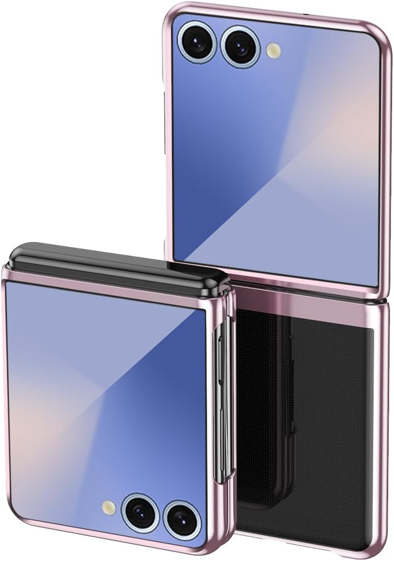 MOJIA Case for Samsung Galaxy Z Flip7 Electroplating Frame Bumper Plating Protective Cover Slim Scratch Shockproof Transparent Phone Case. Rose Gold image number 4