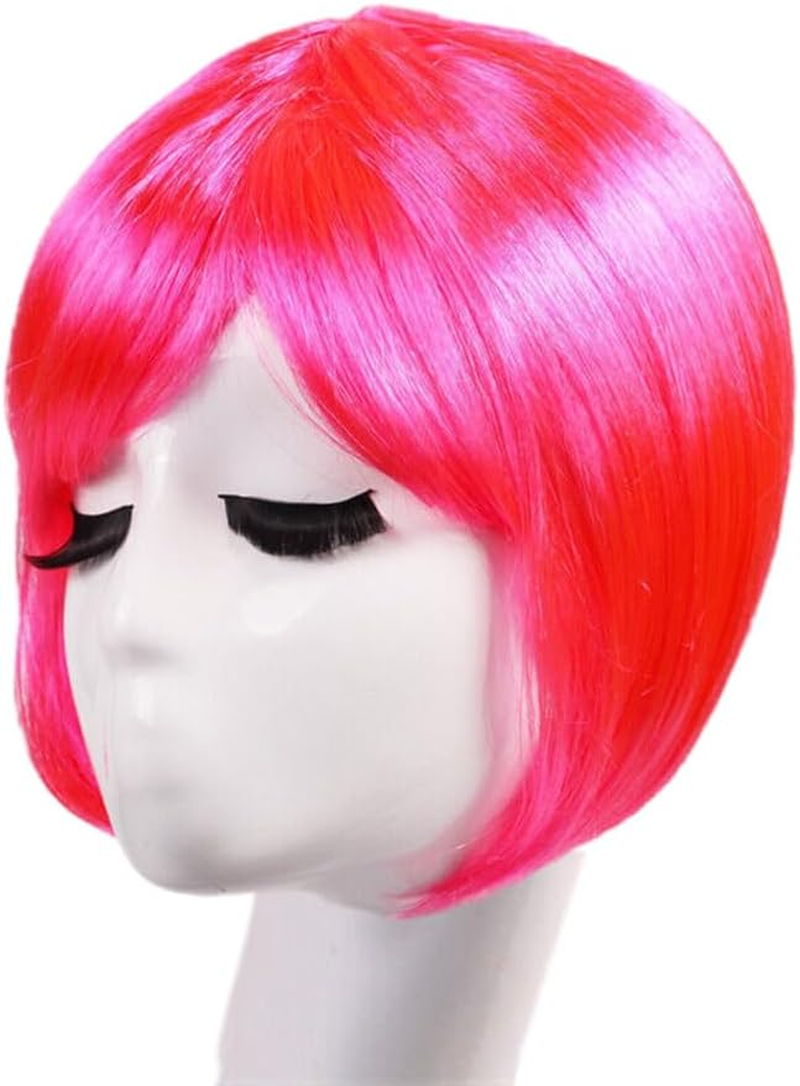 AIMALL Womens Short Straight BOB Sleek Hair with Bang Synthetic Cosplay Wig Wigs Party - Vibrant Synthetic Hair