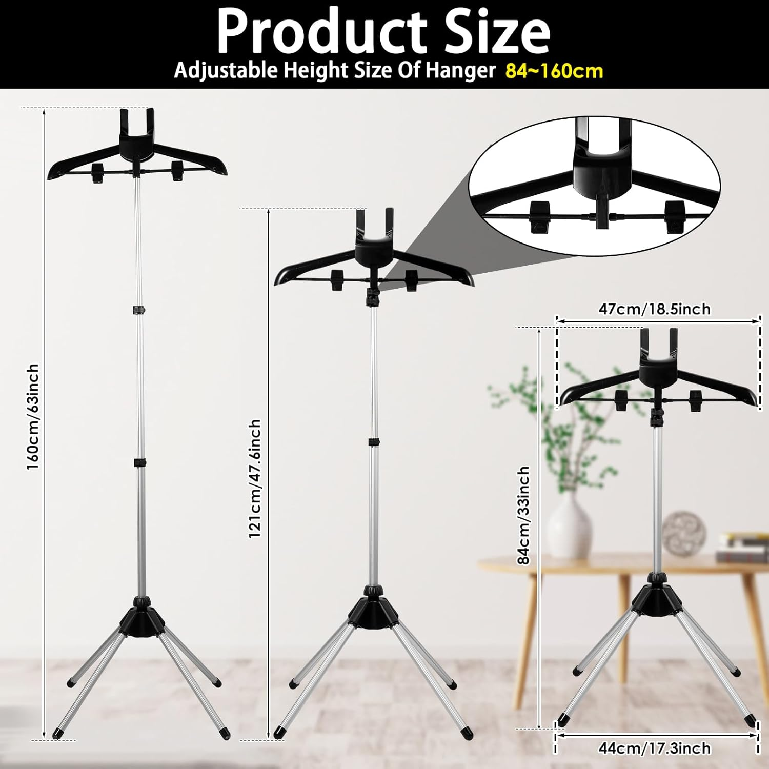 Steamer Hanger Stand - Adjustable Height Handheld Garment Steamer Stand 360&deg; Rotatable Steam Iron Stand Foldable Clothes Steamer Rack Standing Streamer Bracket for Steaming Clothes image number 6