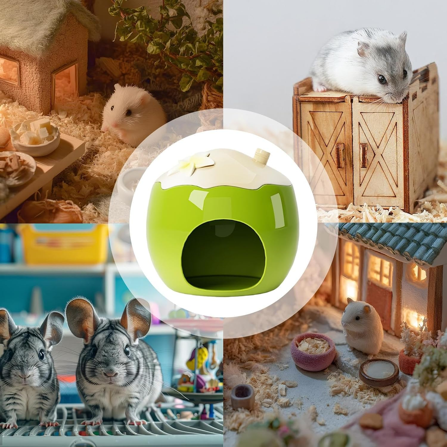 Ceramic Hamster House - Hamster Cooling Cave | Fruit Shape Small Animal Cooling Nest Habitat for Gerbils Squirrel Lemmings Hedgehog image number 1